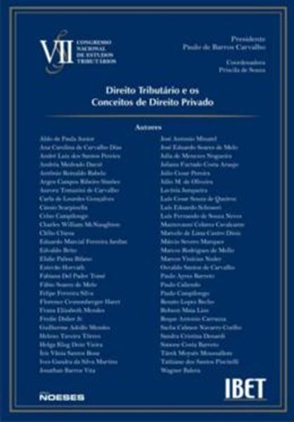 Picture of VII CONGRESSO - DIREITO TRIBUTARIO E OS CONCEITOS DE DIREITO PRIVADO