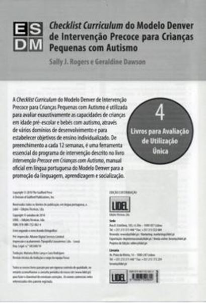 Picture of CHECKLIST CURRICULUM DO MODELO DENVER DE INTERVENCAO PRECOCE PARA CRIANCAS PEQUENAS COM AUTISMO