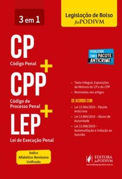 Imagem de 3 EM 1 - CODIGO PENAL + CODIGO DE PROCESSO PENAL + LEI DE EXECUCAO PENAL