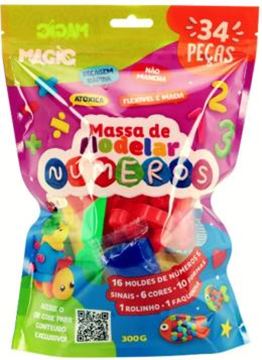 Imagem de MASSA MODELAR 34 PECAS - NUMEROS, SINAIS E FORMAS - 300G