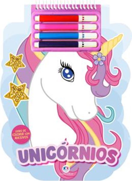 Picture of UNICORNIOS - LIVRO DE COLORIR COM ADESIVOS E CANETINHAS